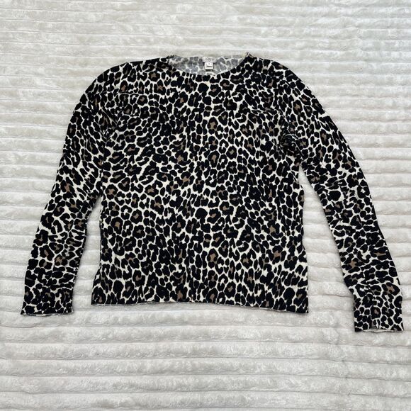 J crew Women Leopard Pattern Sweater Size Medium - Picture 1 of 8